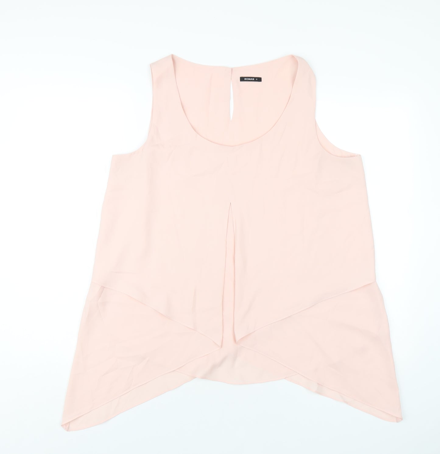 Roman Womens Pink Polyester Basic Tank Size 16 Scoop Neck