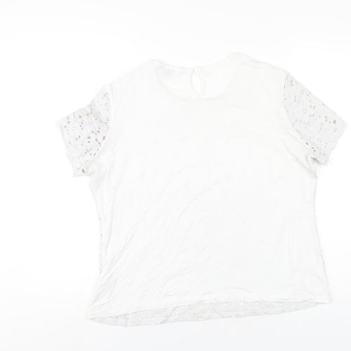 Dorothy Perkins Womens White Nylon Basic T-Shirt Size 16 Round Neck