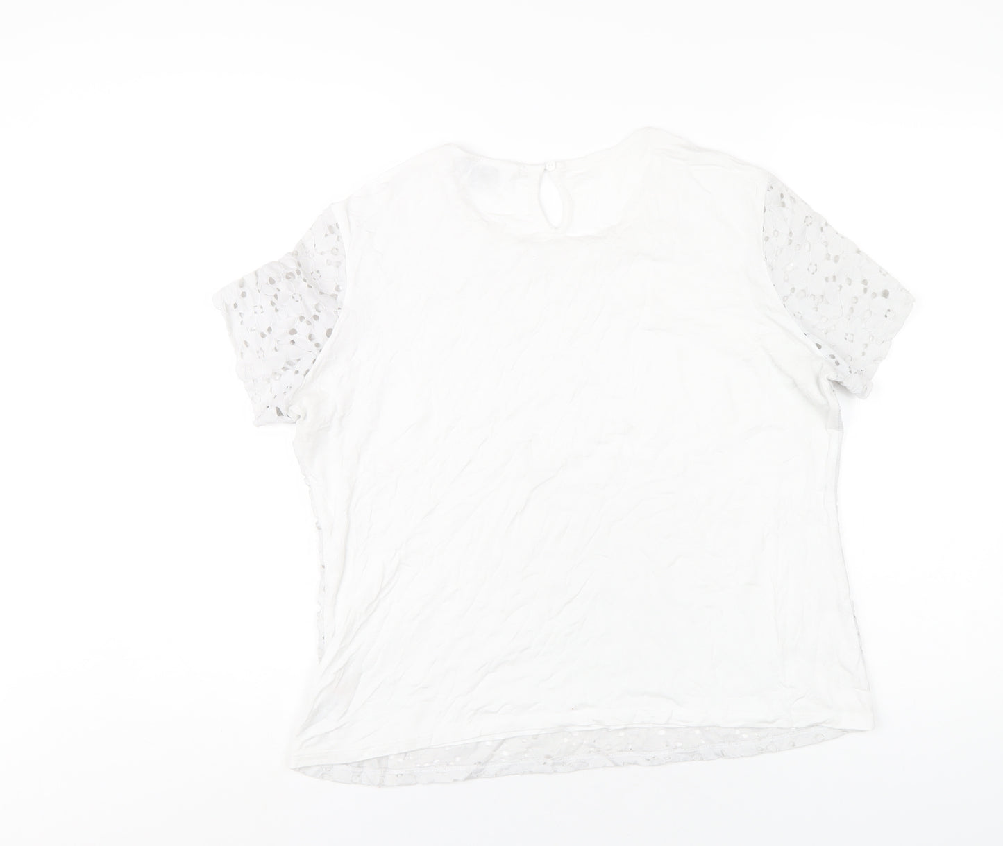 Dorothy Perkins Womens White Nylon Basic T-Shirt Size 16 Round Neck