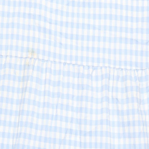 New Look Womens Blue Check Polyester A-Line Size 14 Square Neck Pullover