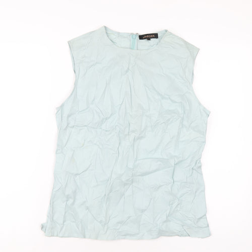 Jaeger Womens Green Cotton Basic Tank Size 14 Round Neck
