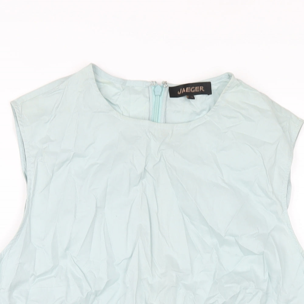Jaeger Womens Green Cotton Basic Tank Size 14 Round Neck