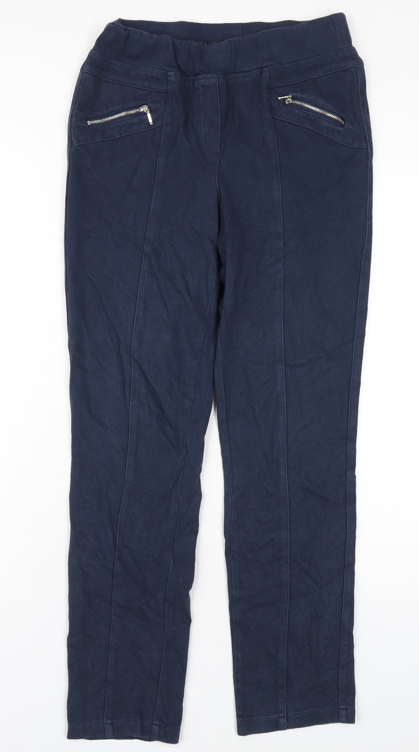 Damart Womens Blue Cotton Trousers Size 14 L29 in Regular