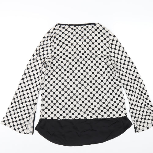 Marks and Spencer Womens Black Polka Dot Polyester Basic T-Shirt Size 8 Round Neck