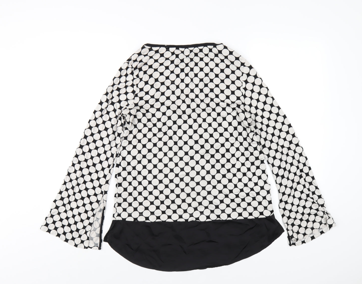 Marks and Spencer Womens Black Polka Dot Polyester Basic T-Shirt Size 8 Round Neck