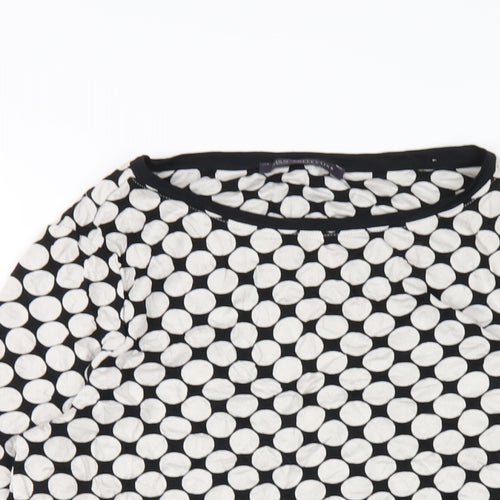 Marks and Spencer Womens Black Polka Dot Polyester Basic T-Shirt Size 8 Round Neck