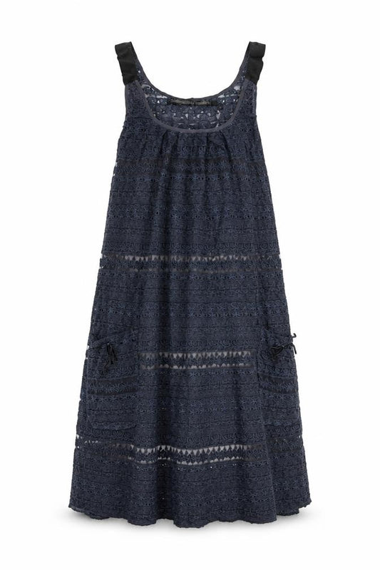 Front view of Bolongaro Trevor women’s blue polyester a-line, size S, scoop neck pullover