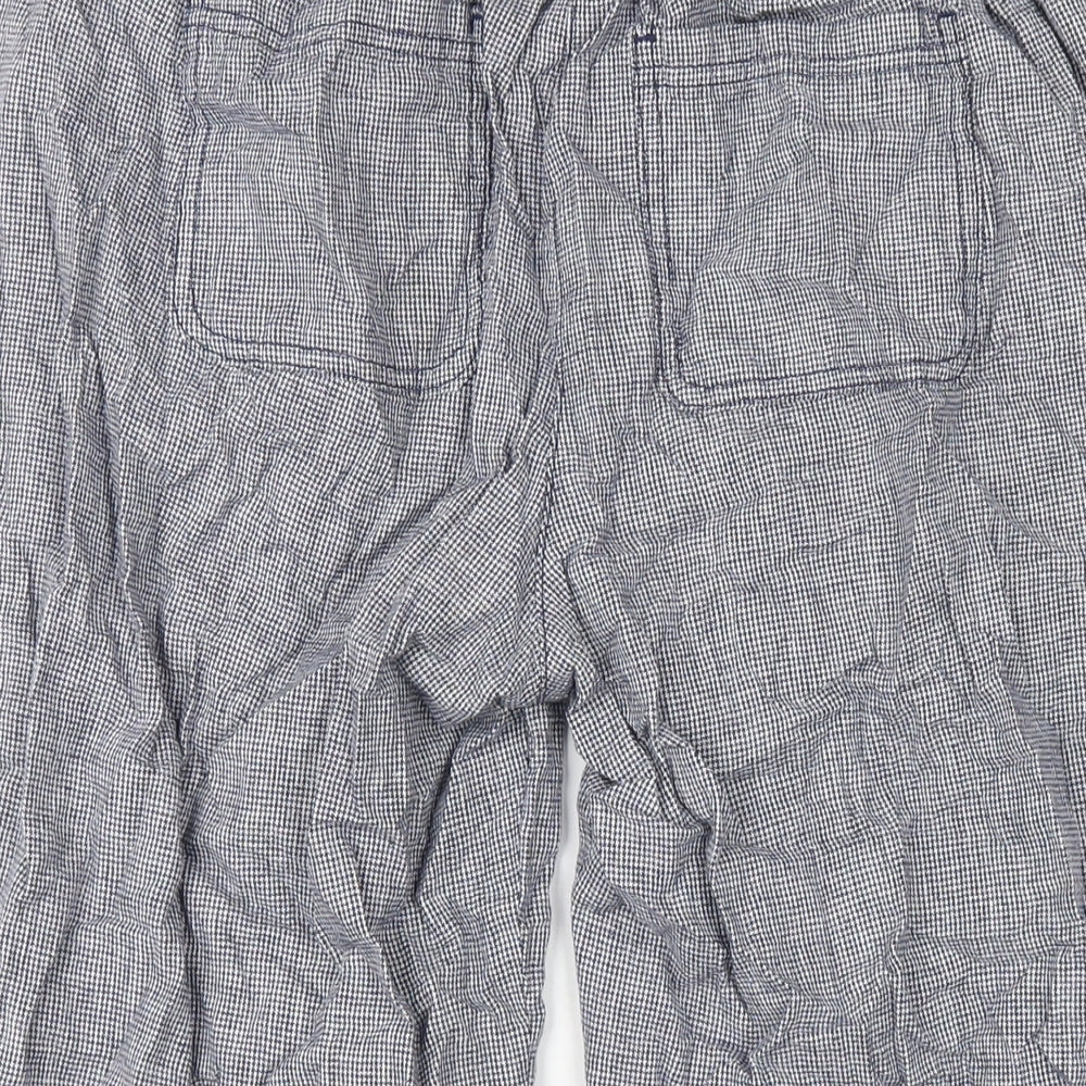 Maine Womens Blue Geometric Cotton Capri Trousers Size 12 L20 in Regular