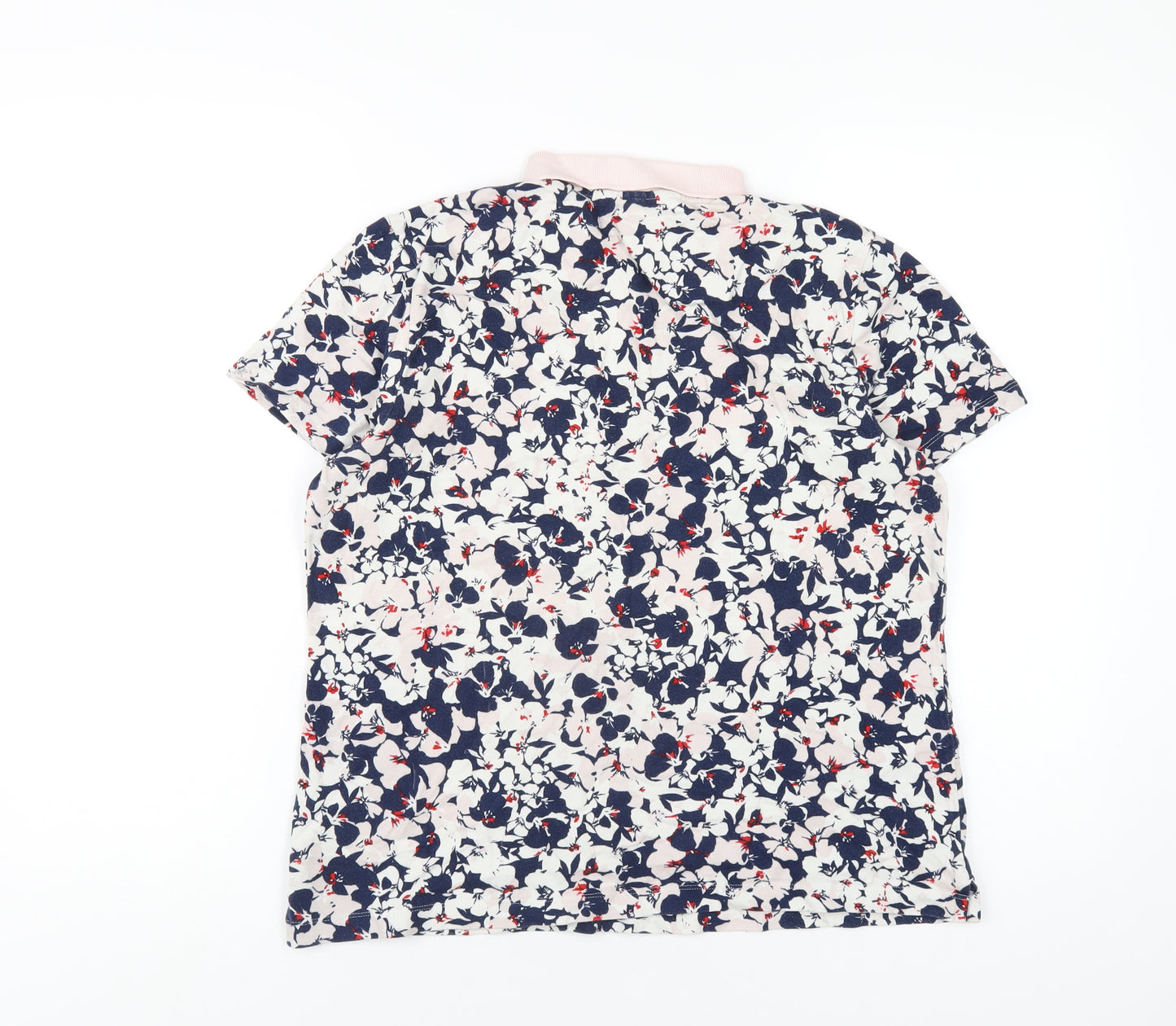 Lands' End Womens Multicoloured Geometric Cotton Basic Polo Size M Collared