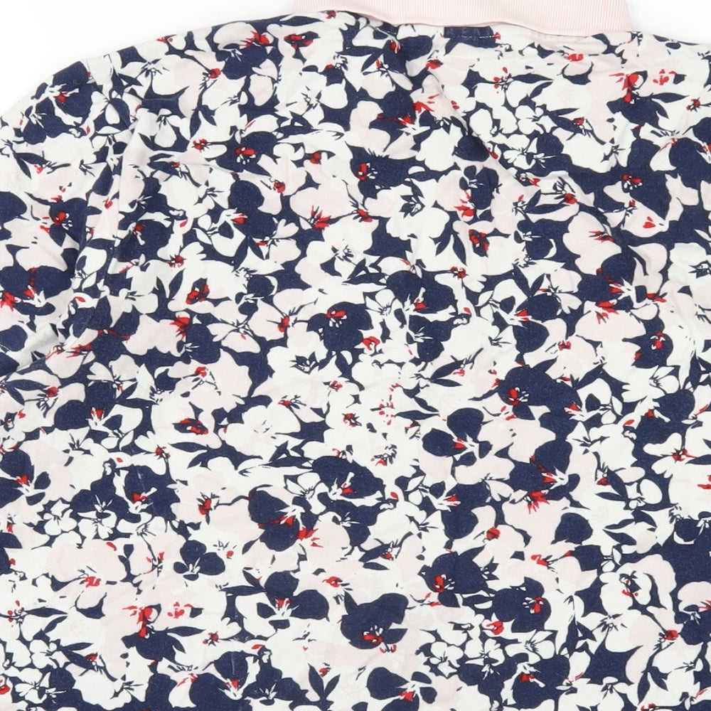 Lands' End Womens Multicoloured Geometric Cotton Basic Polo Size M Collared