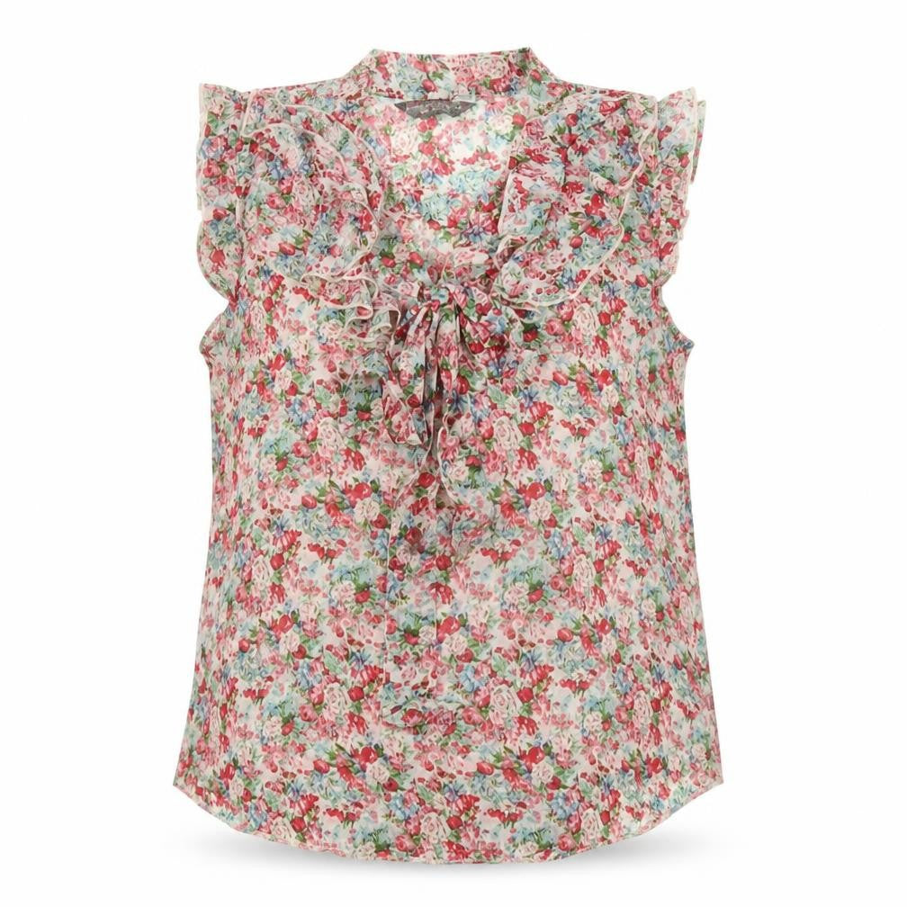 Front view of Dorothy Perkins women’s multicoloured floral polyester basic blouse, size UK 12, v-neck