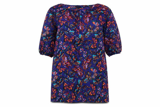 Front view of In Wear women’s multicoloured geometric polyester a-line, size UK 14, scoop neck pullover