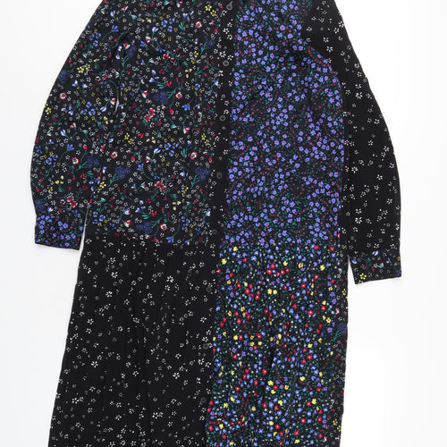 French Connection Womens Multicoloured Geometric Polyester Shirt Dress Size 10 Collared Button