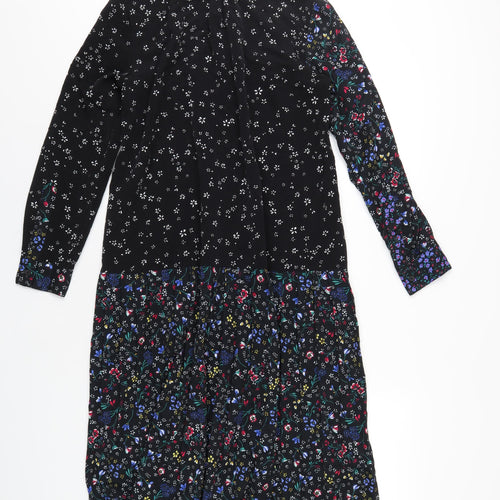 French Connection Womens Multicoloured Geometric Polyester Shirt Dress Size 10 Collared Button
