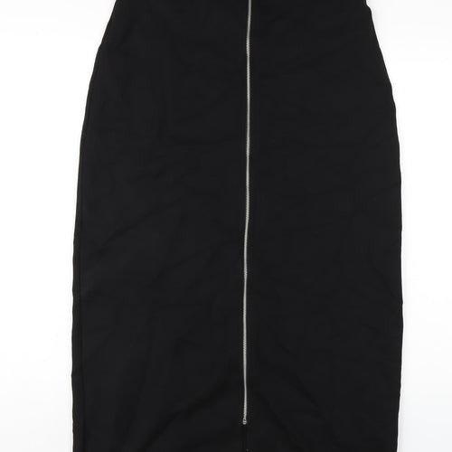 Marks and Spencer Womens Black Polyester Maxi Skirt Size 14 Zip