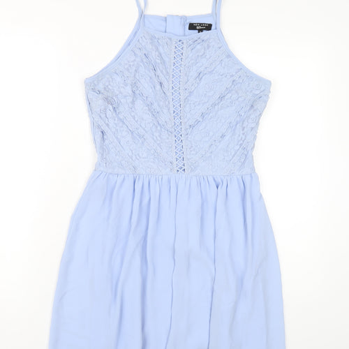 New Look Girls Blue Nylon A-Line Size 14 Years Square Neck Zip