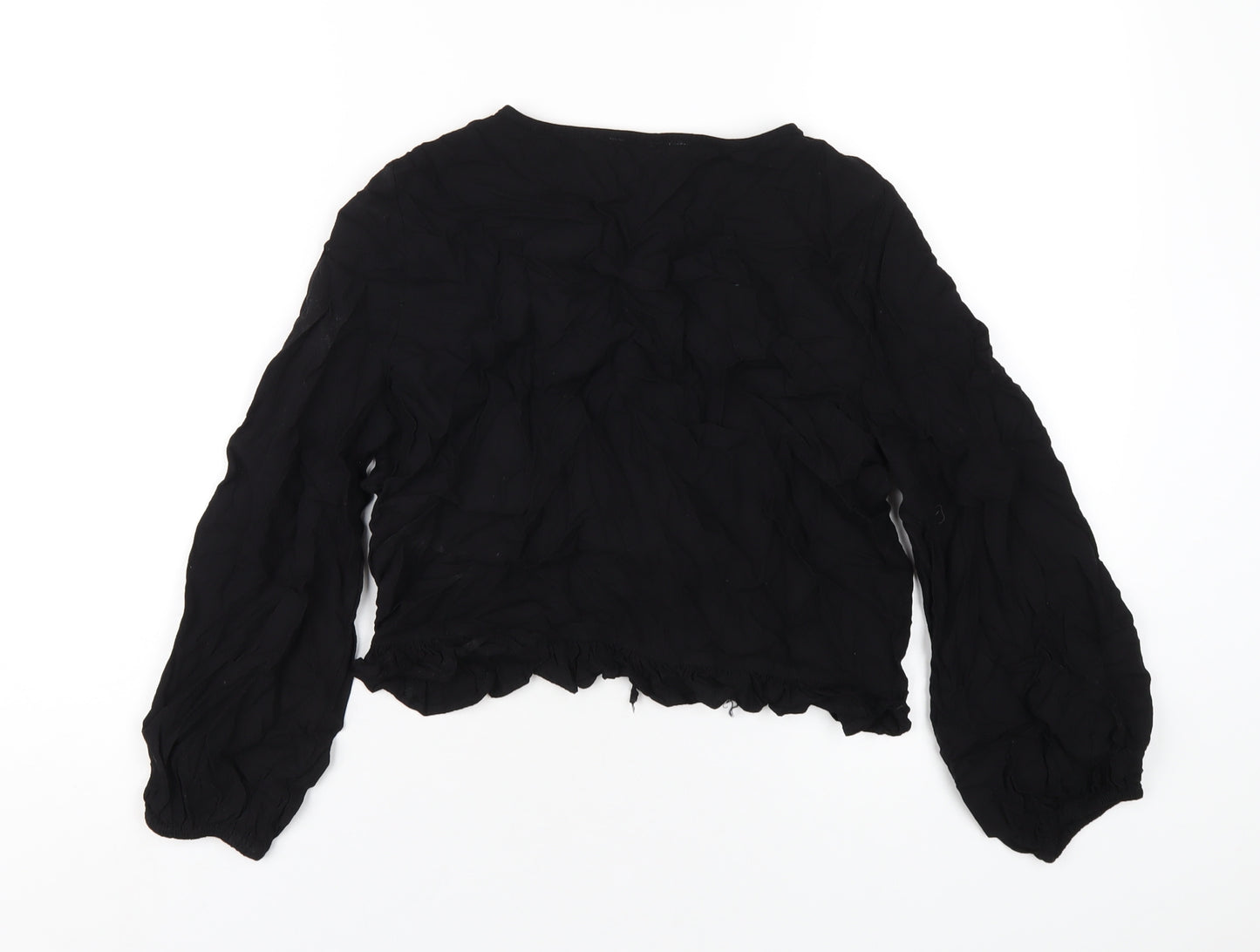 Lost Stock Womens Black Viscose Basic T-Shirt Size M V-Neck