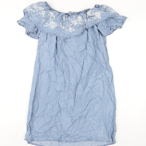 Dorothy Perkins Womens Blue Polyester A-Line Size 10 Off the Shoulder Pullover