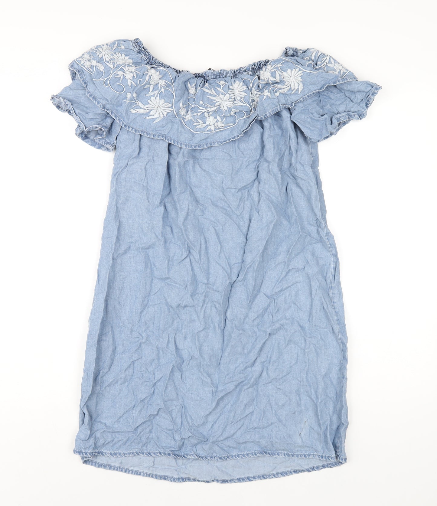 Dorothy Perkins Womens Blue Polyester A-Line Size 10 Off the Shoulder Pullover
