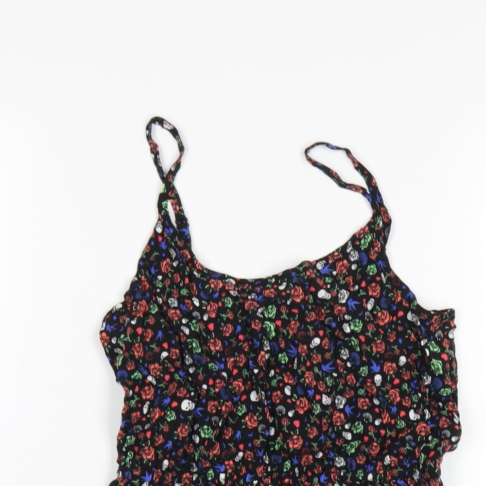 H&M Womens Multicoloured Geometric Viscose A-Line Size 8 Scoop Neck Pullover