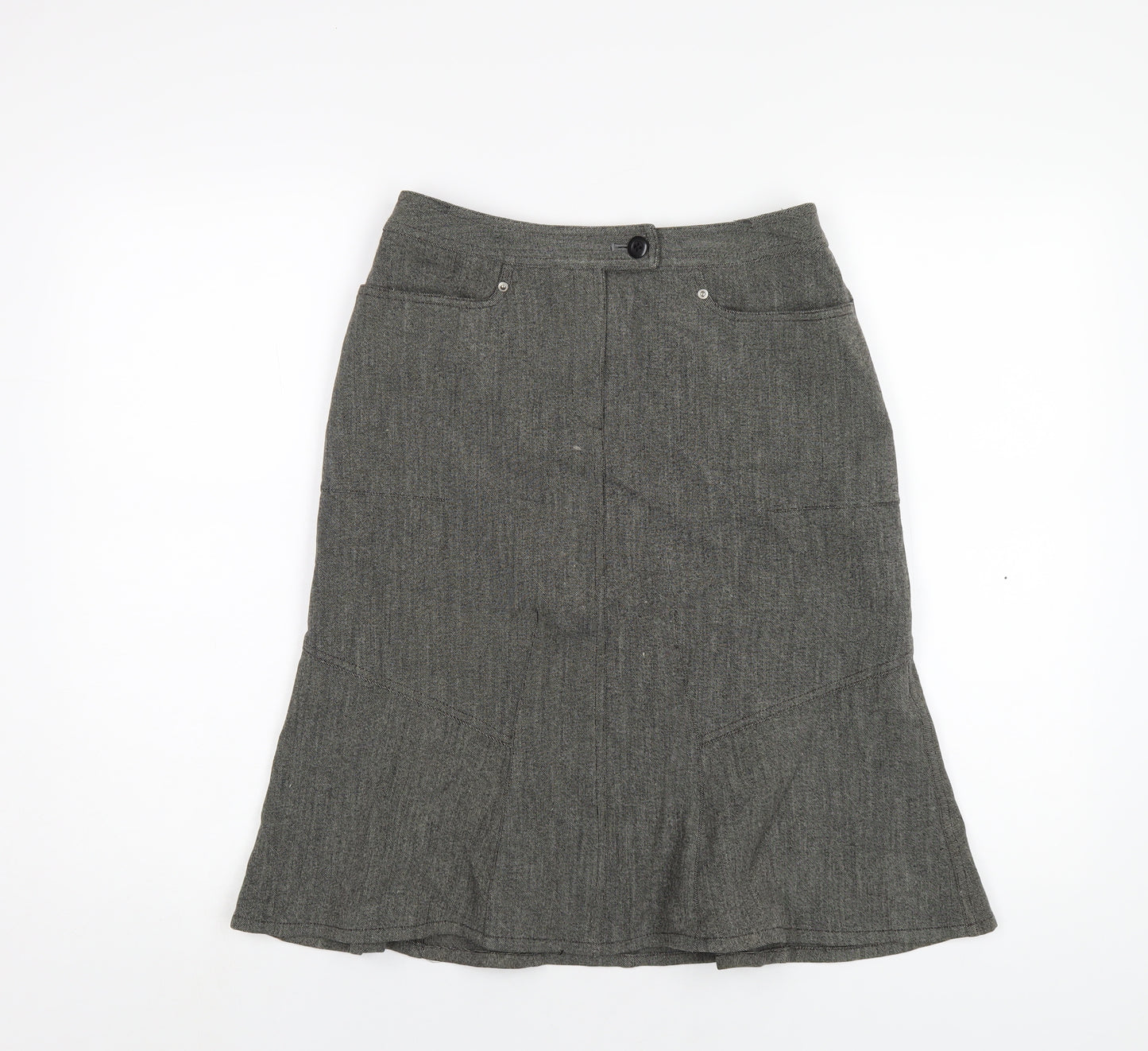 Ekdutin Womens Grey Polyester A-Line Skirt Size 14 Zip