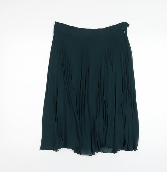 New Look Womens Green Polyester Pleated Skirt Size 12 Zip