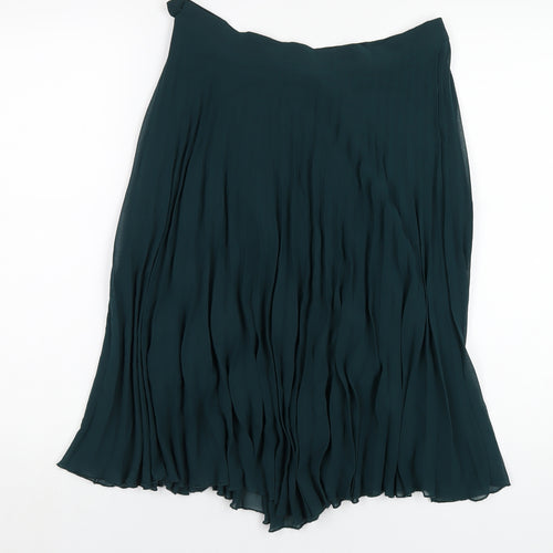 New Look Womens Green Polyester Pleated Skirt Size 12 Zip