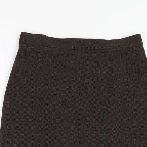 Marks and Spencer Womens Brown Polyester Straight & Pencil Skirt Size 10 Zip