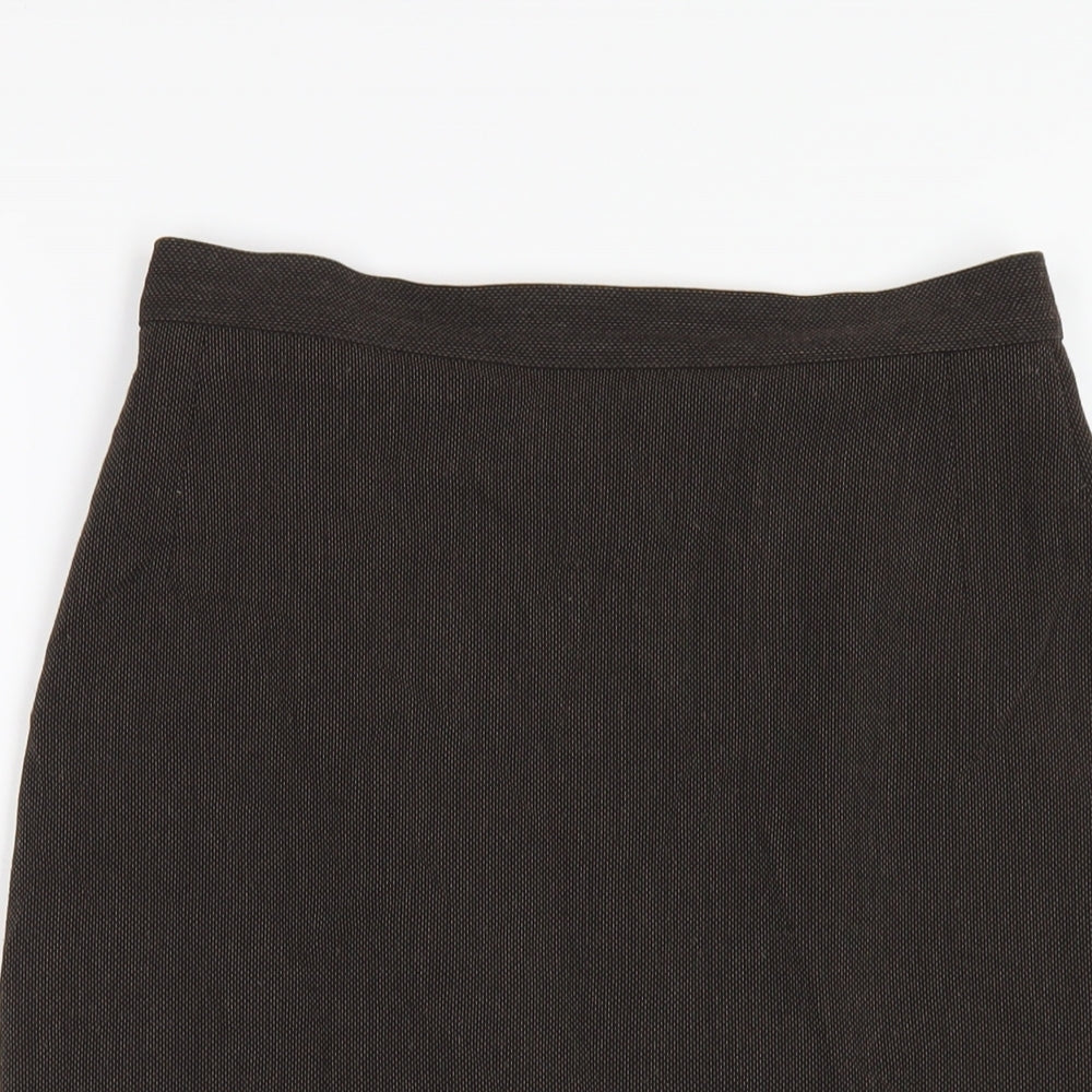 Marks and Spencer Womens Brown Polyester Straight & Pencil Skirt Size 10 Zip