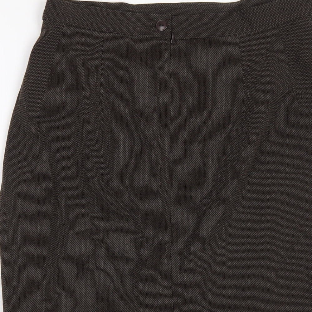 Marks and Spencer Womens Brown Polyester Straight & Pencil Skirt Size 10 Zip