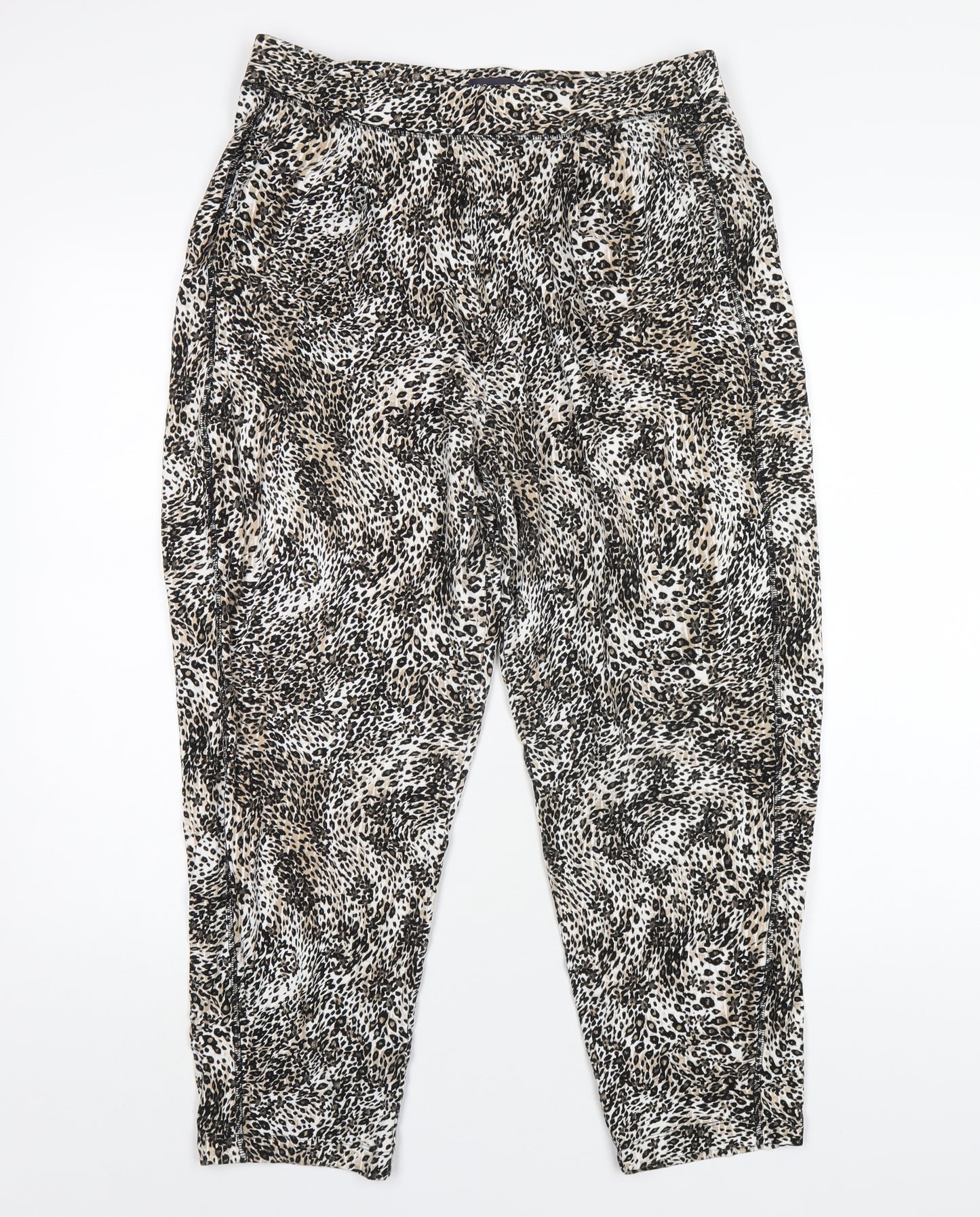 Marks and Spencer Womens Multicoloured Geometric Viscose Jogger Trousers Size 14 L24 in Regular