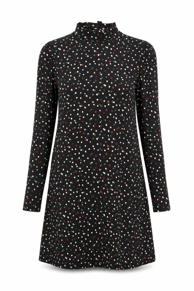 Front view of New Look women’s black geometric polyester a-line, size UK 10, mock neck pullover