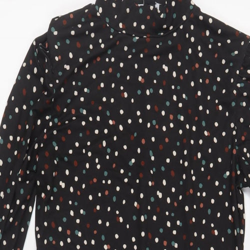 New Look Womens Black Geometric Polyester A-Line Size 10 Mock Neck Pullover