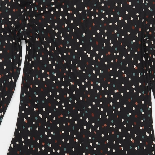 New Look Womens Black Geometric Polyester A-Line Size 10 Mock Neck Pullover