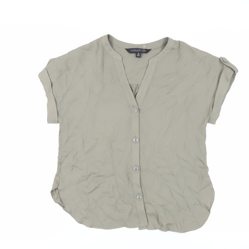 Forever New Womens Green Polyester Basic Button-Up Size XS V-Neck