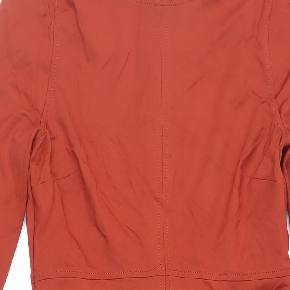 Marks and Spencer Womens Brown Viscose Fit & Flare Size 12 Round Neck Zip