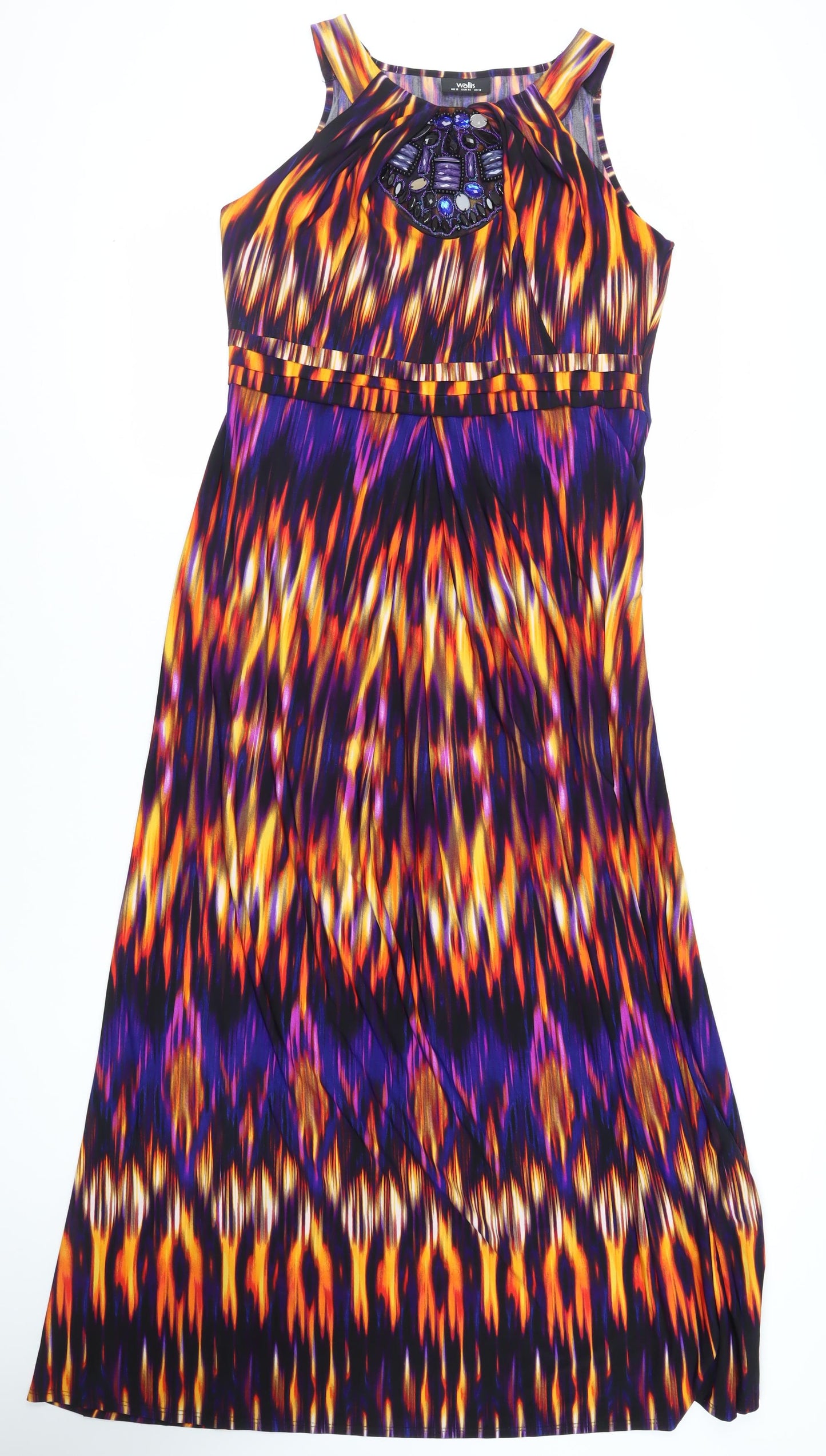 Wallis Womens Multicoloured Geometric Polyester Maxi Size 16 Round Neck Pullover - Embellished