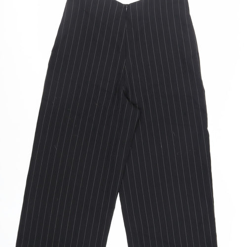 Reclaimed Vintage Womens Black Striped Polyester Jumpsuit One-Piece Size 12 L28 in Zip