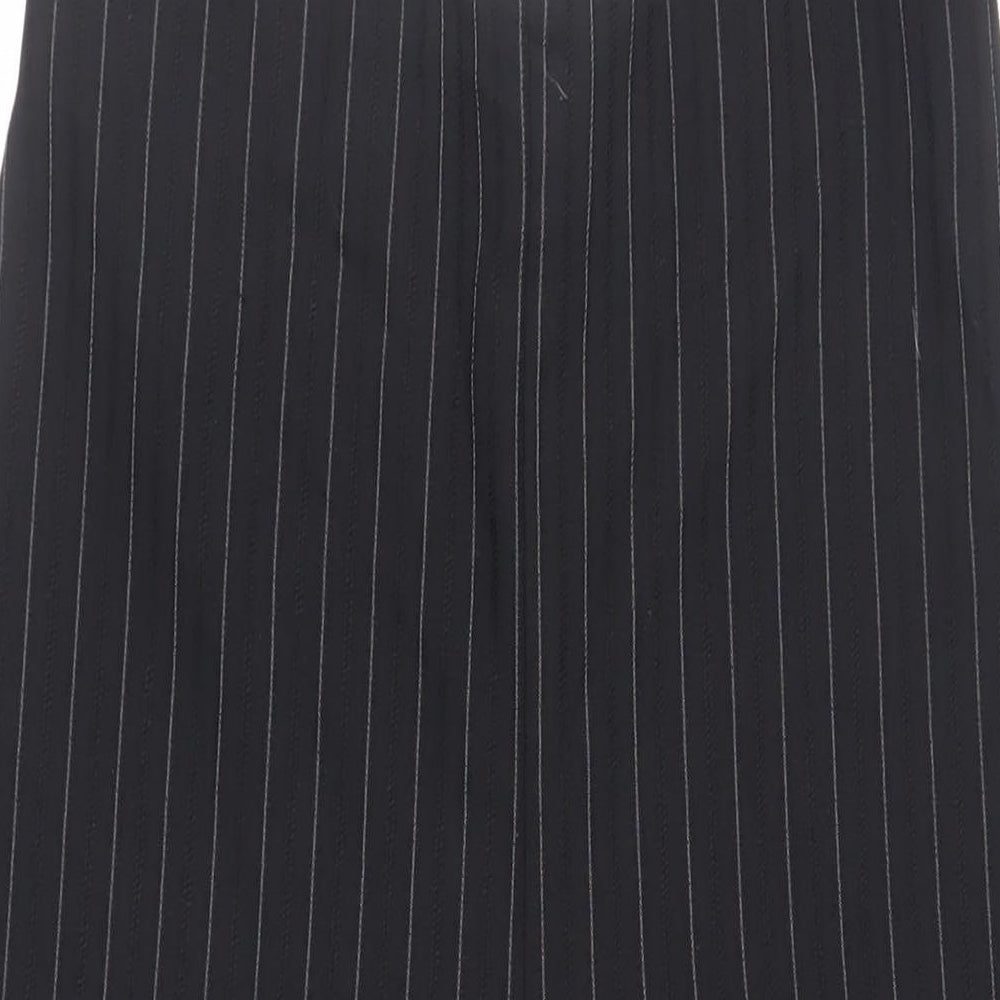 Reclaimed Vintage Womens Black Striped Polyester Jumpsuit One-Piece Size 12 L28 in Zip