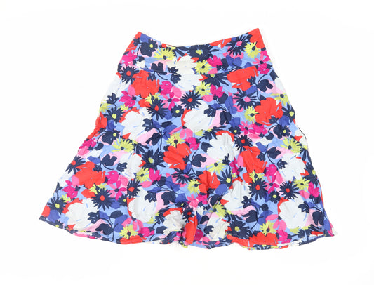 Great Plains London Womens Multicoloured Floral Cotton Flare Skirt Size 10 Zip - Lined