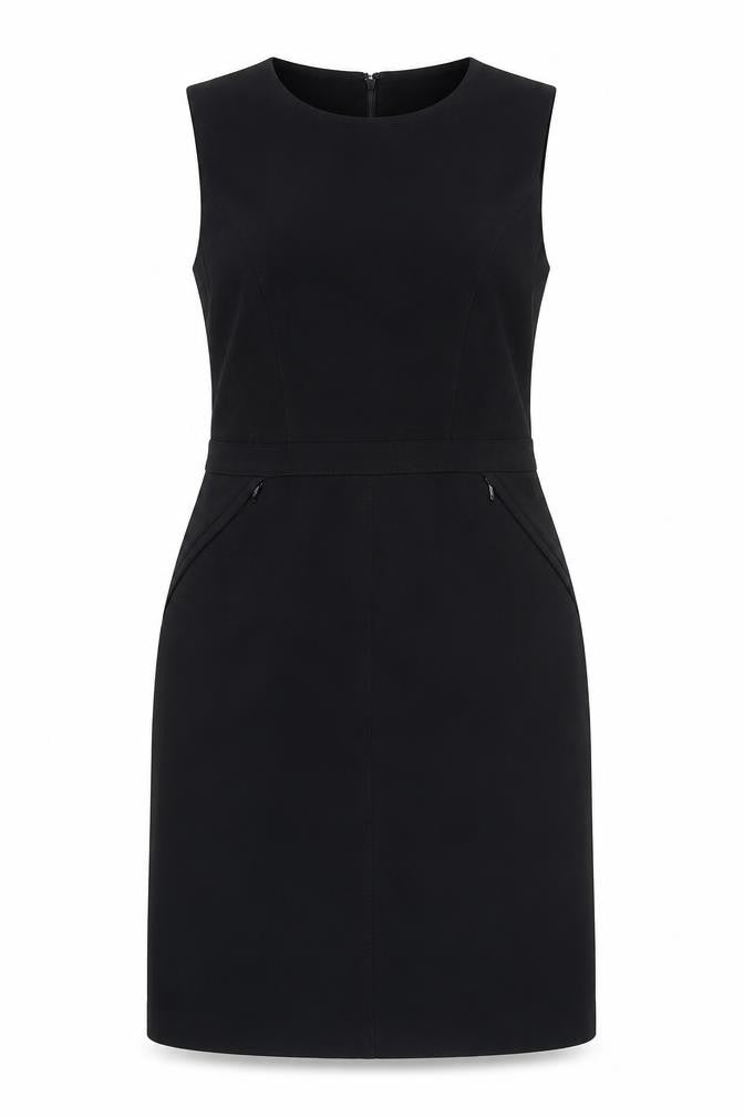 Debenhams Womens Black Polyester Pencil Dress Size 12 Round Neck Zip - Lined