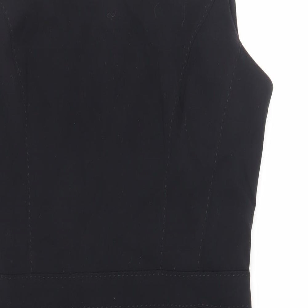 Debenhams Womens Black Polyester Pencil Dress Size 12 Round Neck Zip - Lined