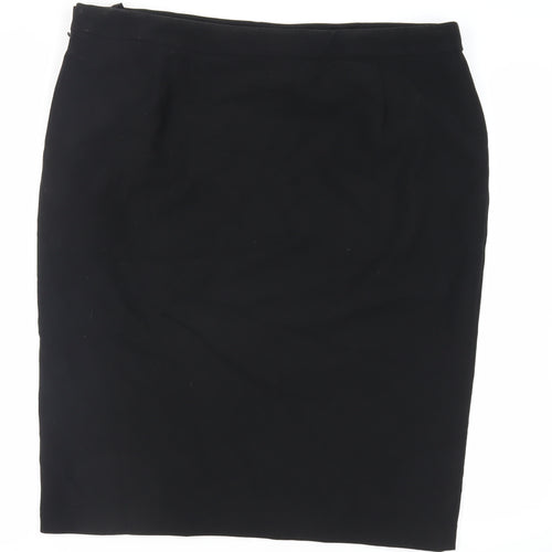 Marks and Spencer Womens Black Polyester Straight & Pencil Skirt Size 20 Zip - Lined