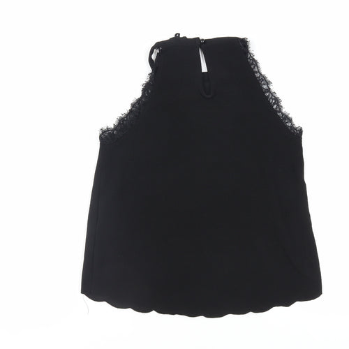 New Look Womens Black Polyester Basic Tank Size 8 Halter - Lace Trim