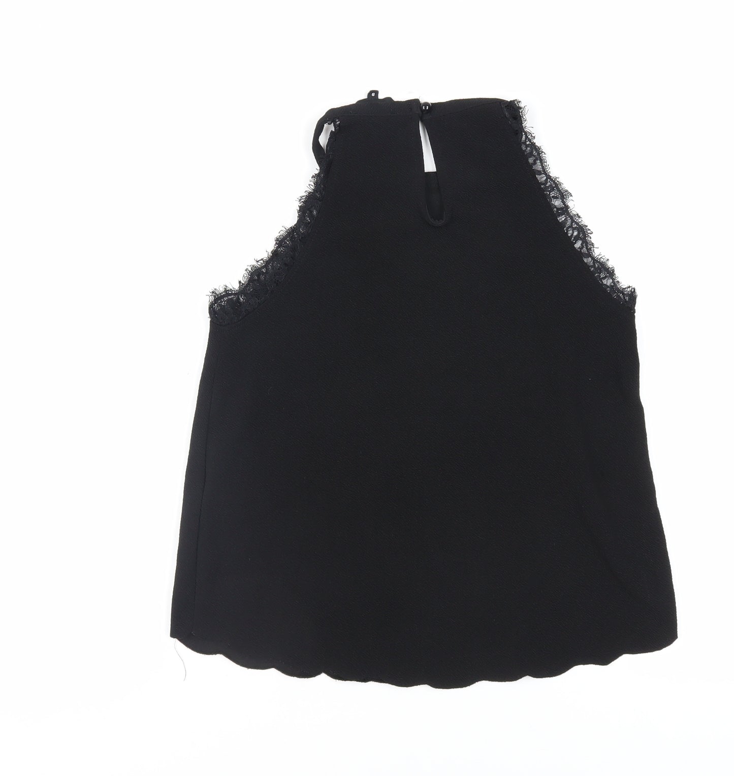 New Look Womens Black Polyester Basic Tank Size 8 Halter - Lace Trim