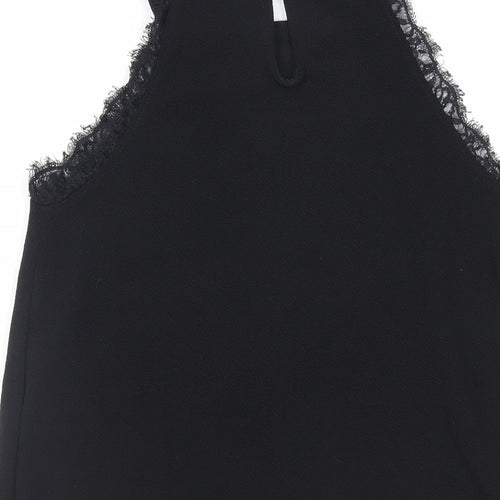 New Look Womens Black Polyester Basic Tank Size 8 Halter - Lace Trim