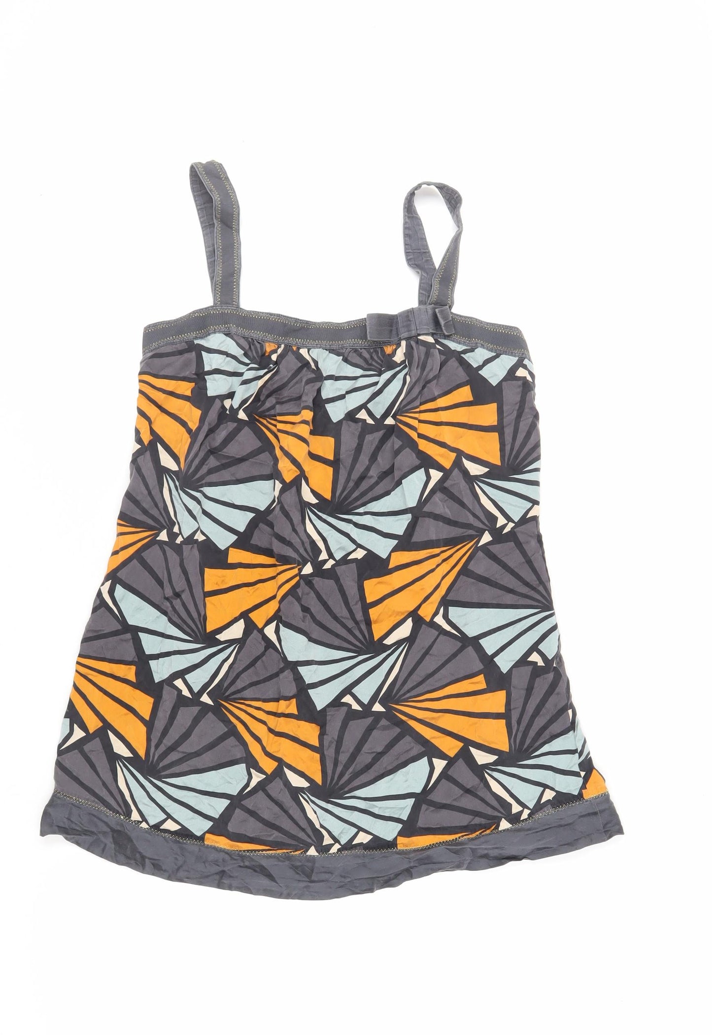 Monsoon Womens Green Geometric Silk Basic Tank Size 14 Square Neck