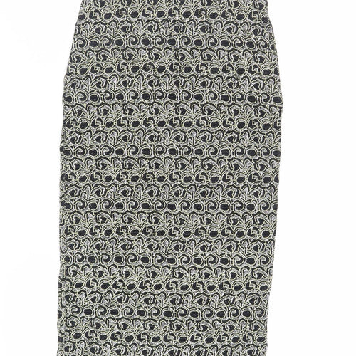 Miss Selfridge Womens Black Geometric Nylon Straight & Pencil Skirt Size 8 - Glitter