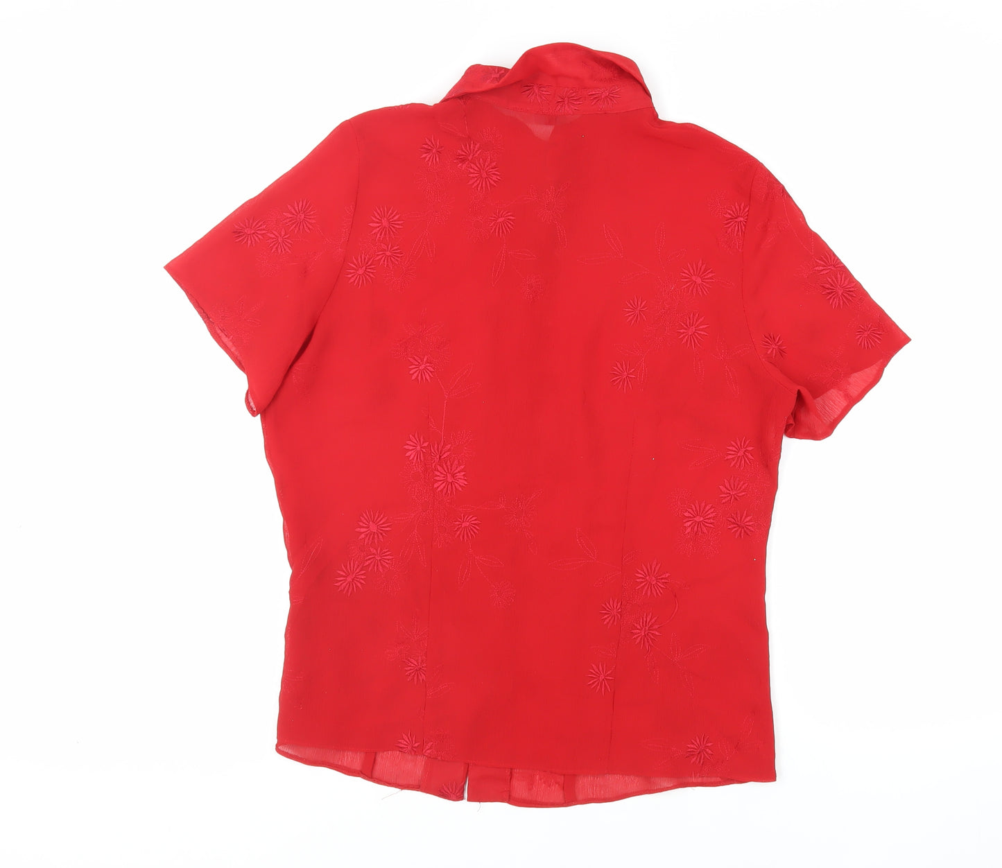 Joanna Hope Womens Red Polyester Basic Button-Up Size 14 Collared - Embroidered