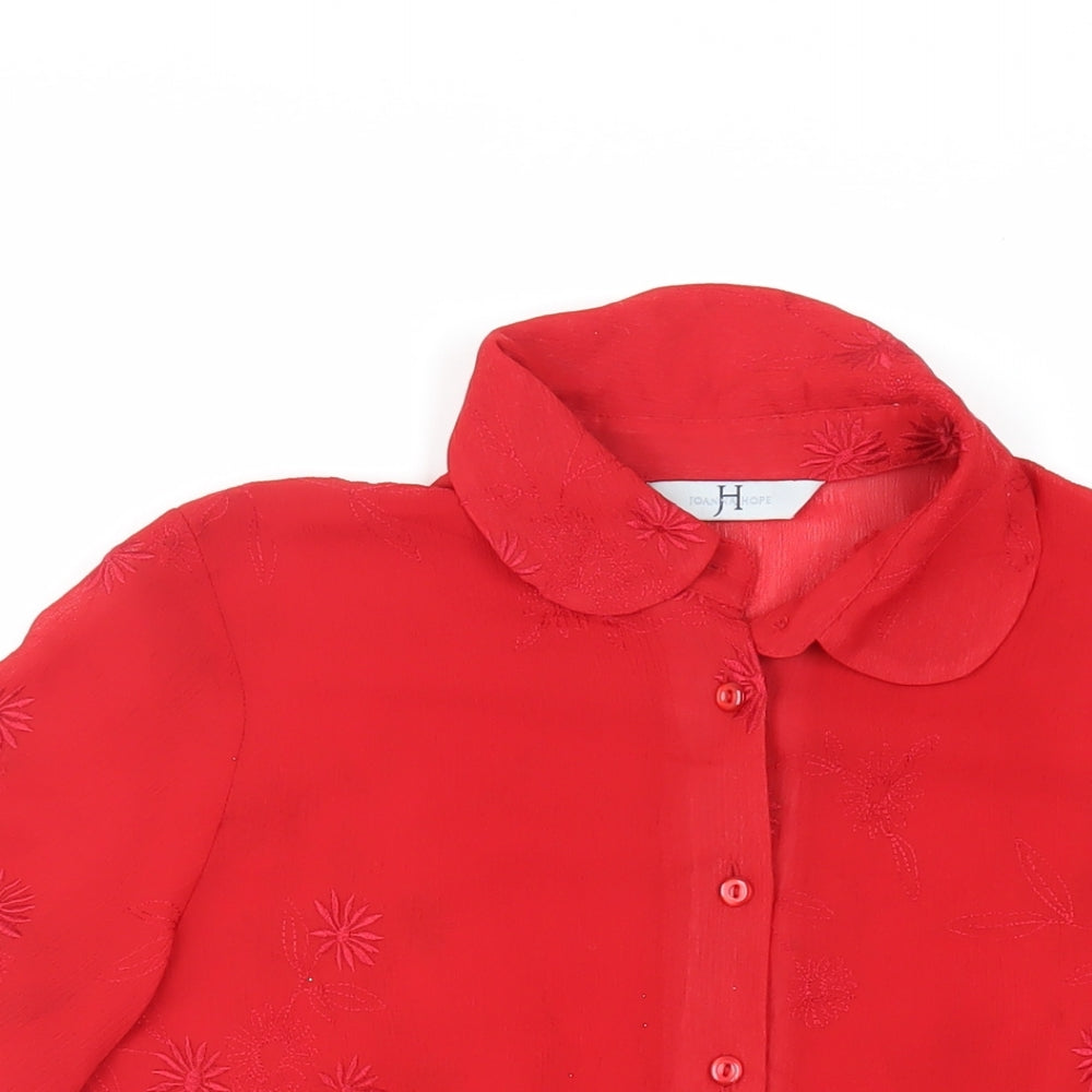Joanna Hope Womens Red Polyester Basic Button-Up Size 14 Collared - Embroidered